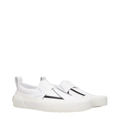 Valentino Garavani White Fabric Slip-On Loafers - Flats