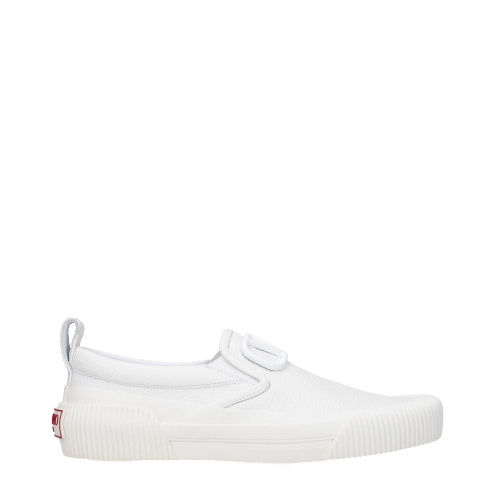 Valentino Garavani White Leather Slip-On Loafers - Flats