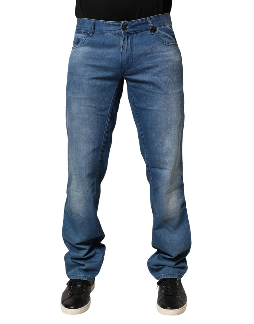 Verri Blue Washed Cotton Regular Fit Men Denim Trouser Jeans - W34