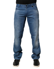 Verri Blue Washed Cotton Regular Fit Men Denim Trouser Jeans - W34