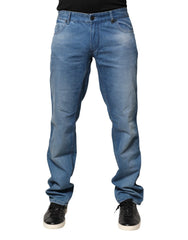 Verri Blue Washed Cotton Skinny Fit Men Denim Trouser Jeans - W34