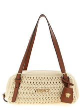 Sac bandoulière en coton beige Versace