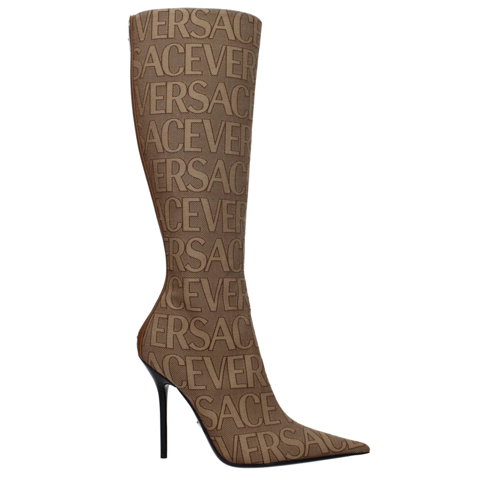 Versace Beige Fabric High Heel Boots - EU36/US6 - Boots
