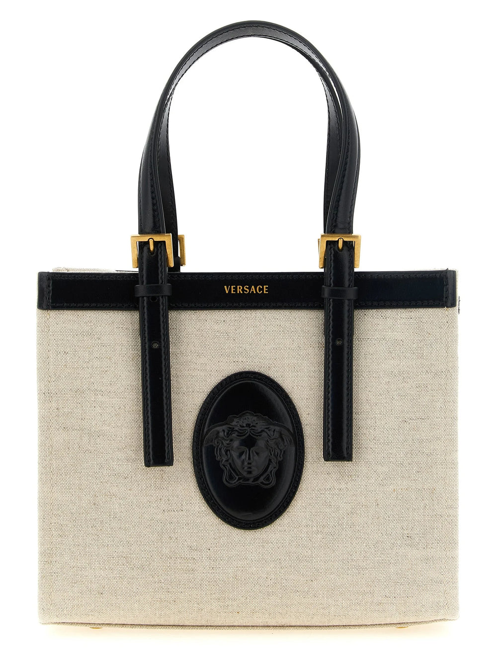 Versace Beige Linen Tote Bag