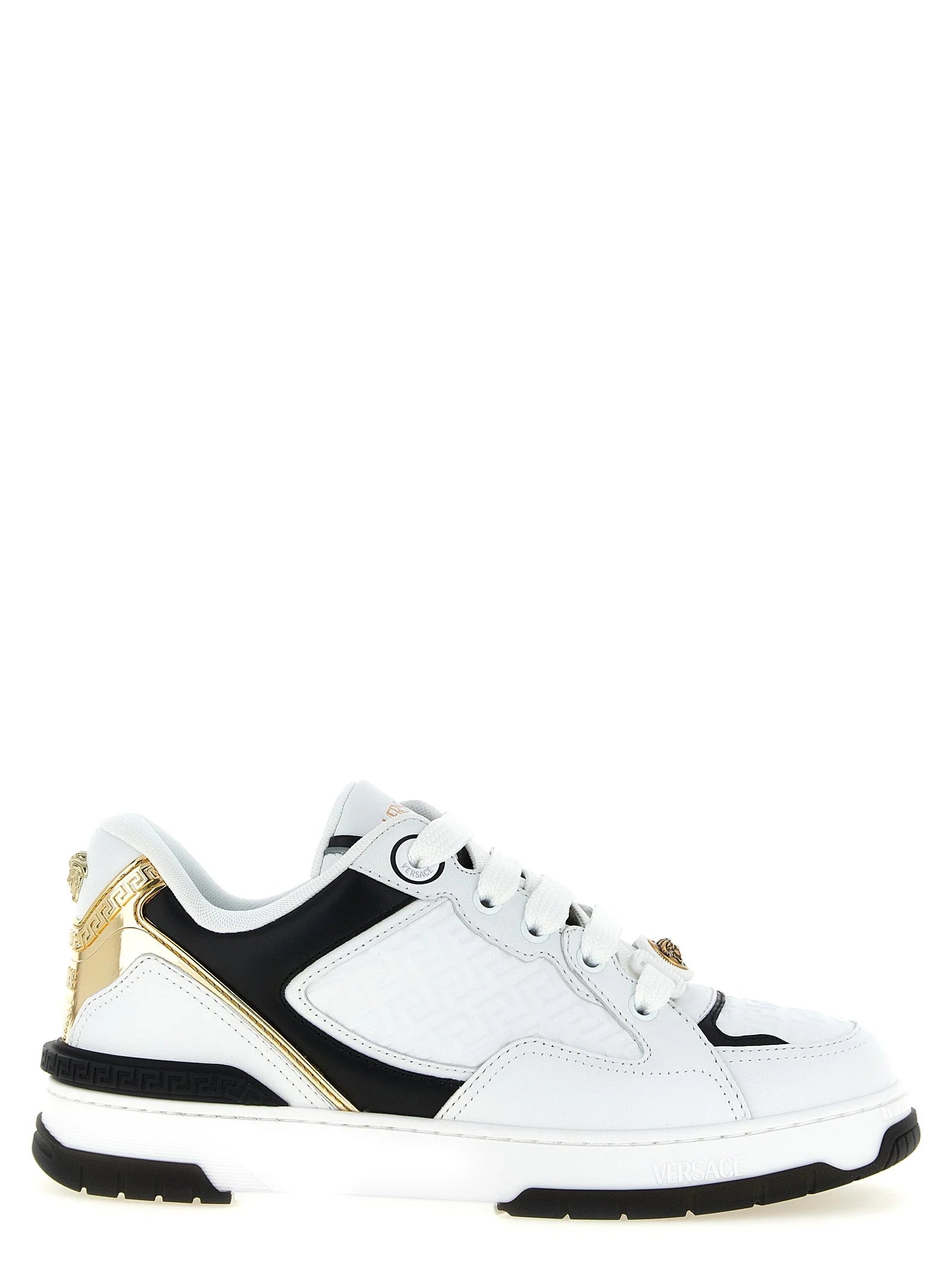 Versace Bicolor Leather Low Top Biggie Basket Sneakers