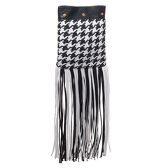 Versace Black And White Leather And Textile Shoulder Bag