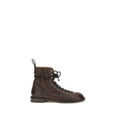 Versace Black Calf Leather Bos Taurus Lace-Up Boots