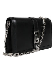Versace Black Calfskin Leather Chain Strap Shoulder Crossbody Bag - Cross Body Bags