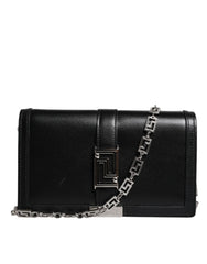 Versace Black Calfskin Leather Chain Strap Shoulder Crossbody Bag - Cross Body Bags