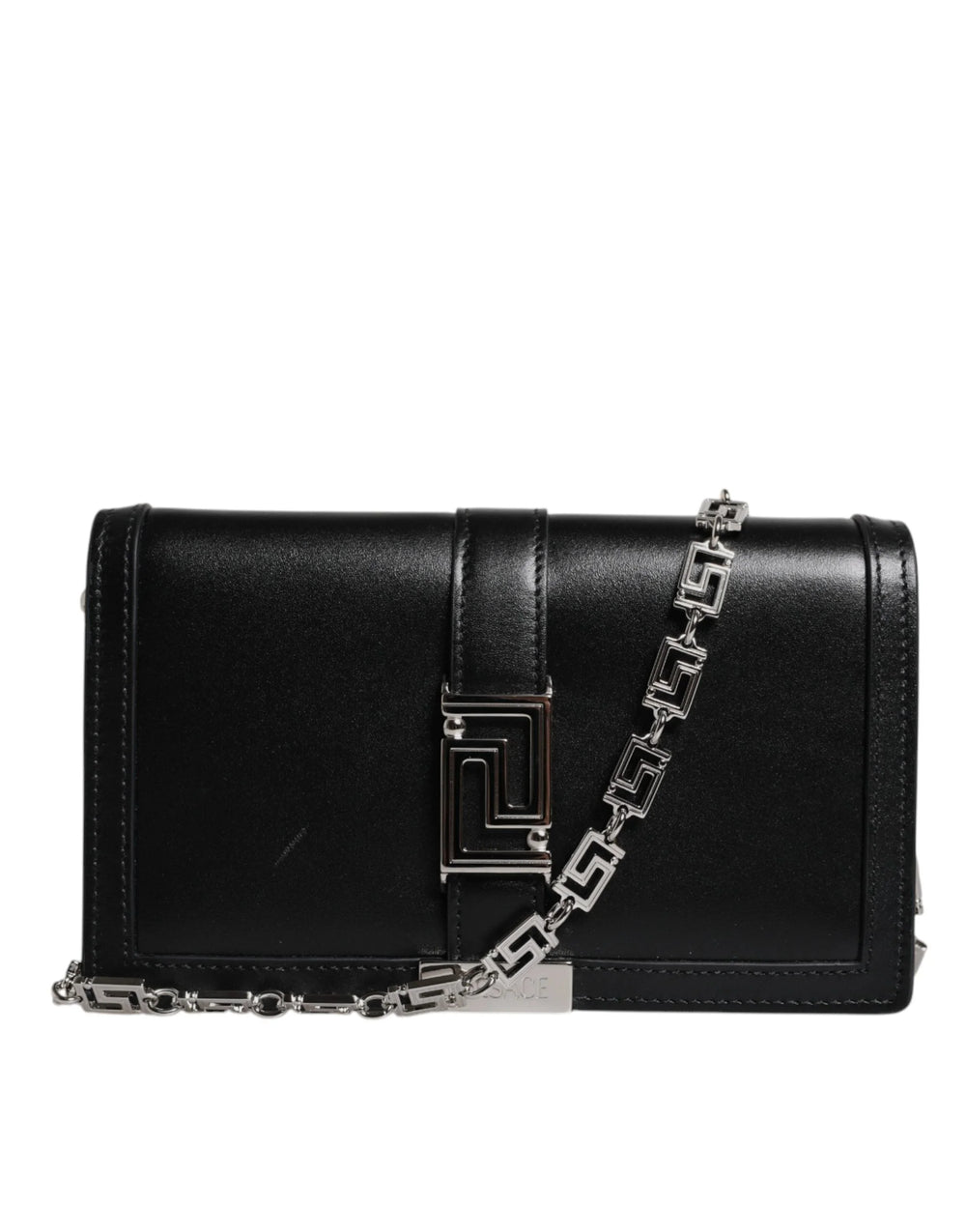 Versace Black Calfskin Leather Chain Strap Shoulder Crossbody Bag - Cross Body Bags