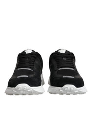 Versace Black Canvas Quad Fabric Medusa Low Top Sneaker Shoes - Sneakers