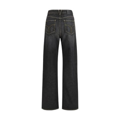 Versace Black Cotton Straight-Leg Jeans - 26