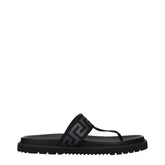 Versace Black Fabric Flip-Flop Sandals - EU43/US10