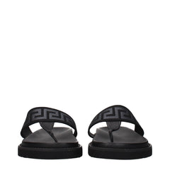 Versace Black Fabric Flip-Flop Sandals - EU43/US10
