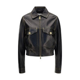 Versace Black Lamb Ovis Aries Aries Leather Jacket - IT42 | L