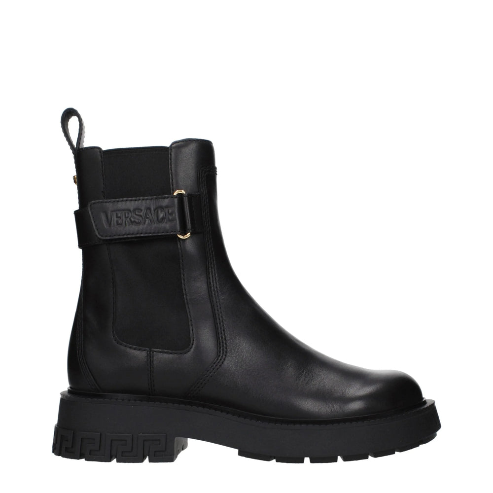 Versace Black Leather Ankle Boots