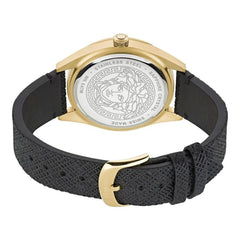 Versace Black Leather Dress Watch