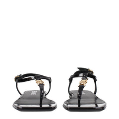 Versace Black Leather Flip-Flop Sandals - EU38/US8