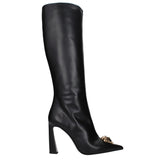 Versace Black Leather High Heel Boots