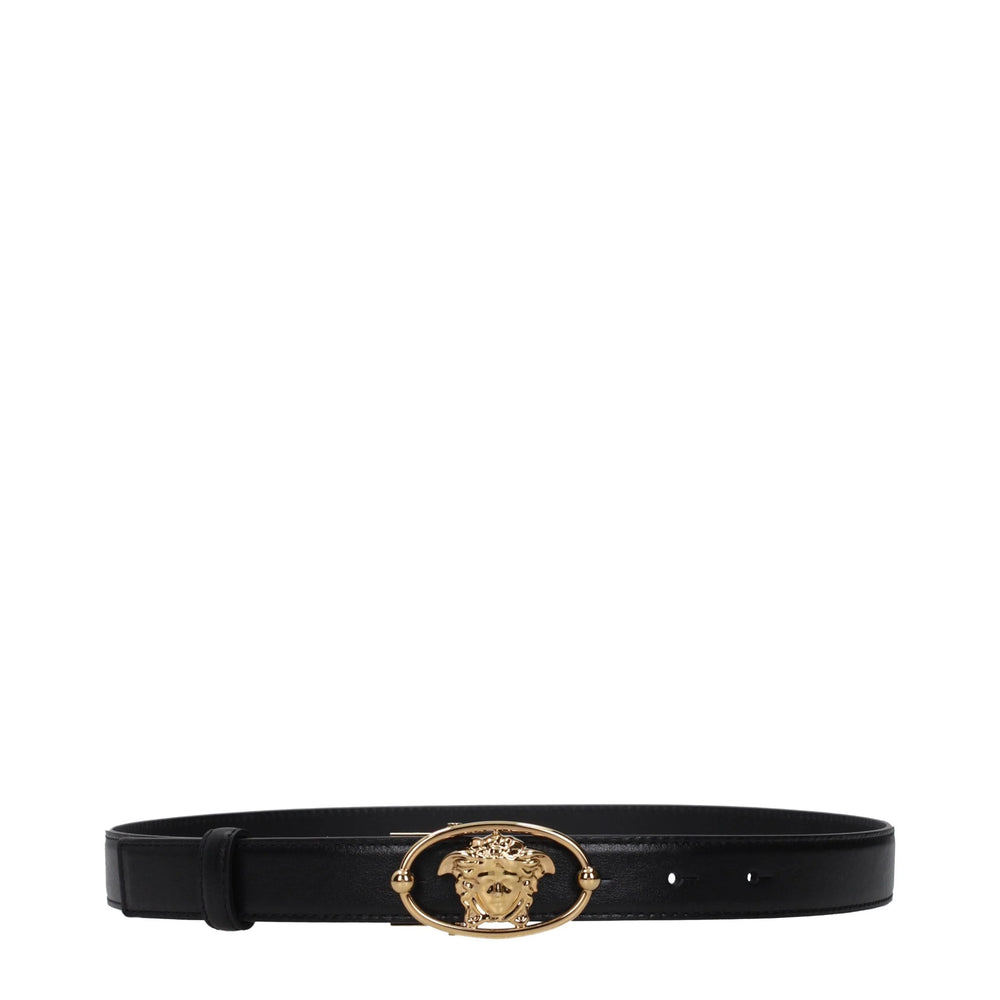 Versace Black Leather Regular Belt - 80 cm / 32 Inches