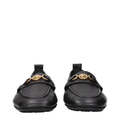 Versace Black Leather Slip-On Loafers