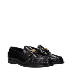 Versace Black Leather Slip-On Loafers