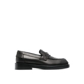 Versace Black Leather Slip-On Loafers