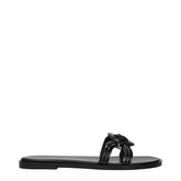 Versace Black Leather Slippers - EU37/US7