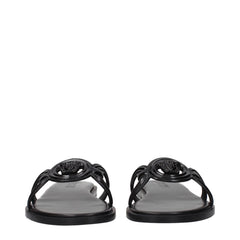 Versace Black Leather Slippers - EU37/US7