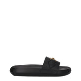 Versace Black Leather Slippers Sandals