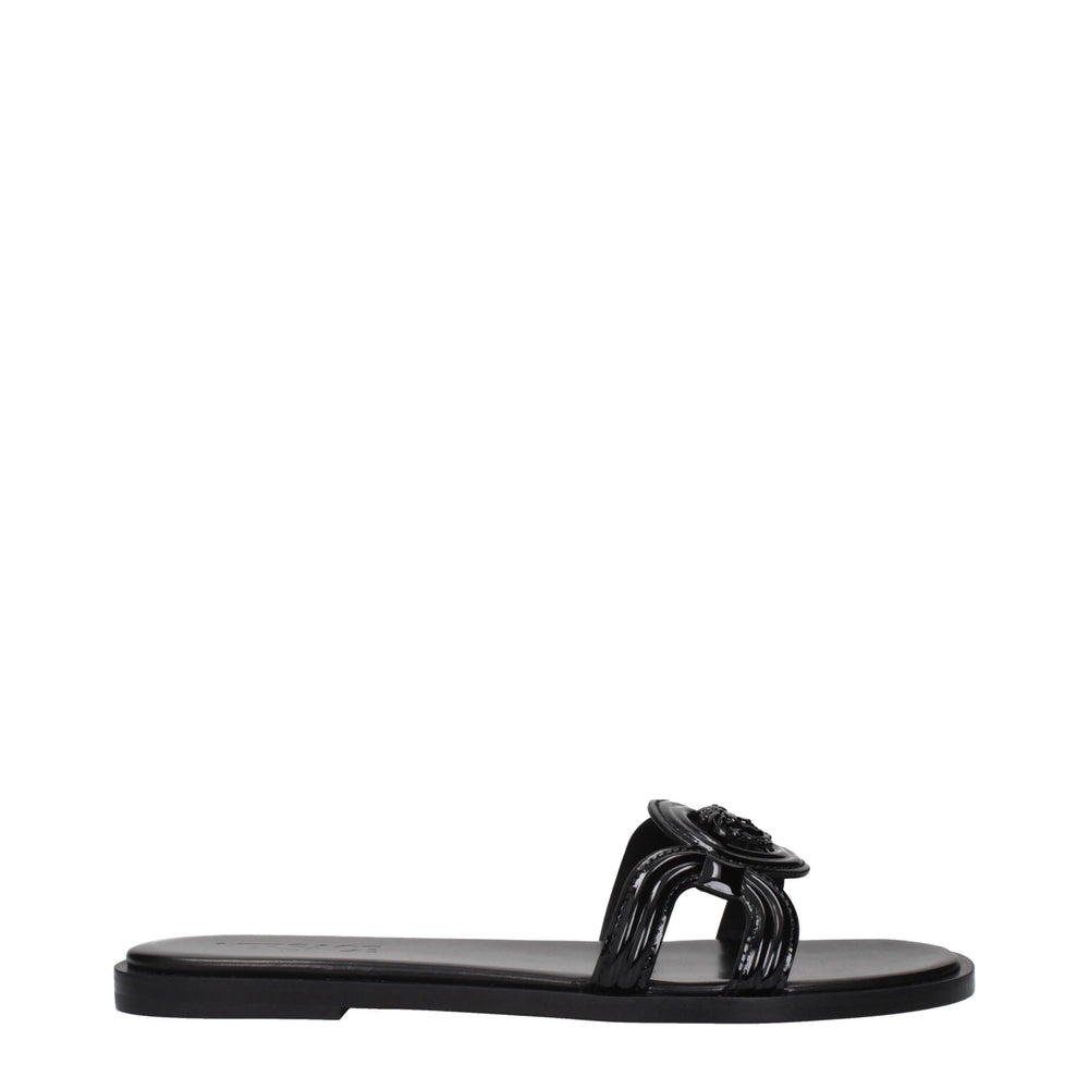 Versace Black Leather Slippers Sandals - EU38.5/US8.5