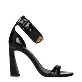 Versace Black Leather Stiletto Heel Sandals