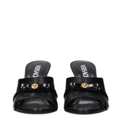 Versace Black Leather Wedge Sandals - EU36/US6