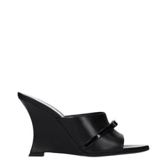 Versace Black Leather Wedge Sandals - EU36/US6