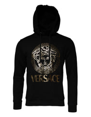 Versace Black Medusa Cotton Hoodie Pullover Sweatshirt Sweater - IT46 | S - Hoodies