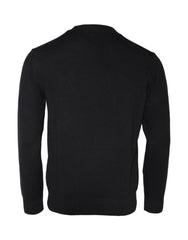 Versace Black Medusa Embroidery Crew Neck Pullover Sweater - Sweaters