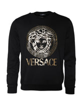 Versace Black Medusa Fleece Cotton Crew Neck Sweatshirt Sweater - Sweatshirts