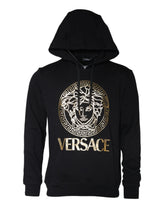 Versace Black Medusa Print Cotton HoodiePullover Sweatshirt Sweater - Hoodies