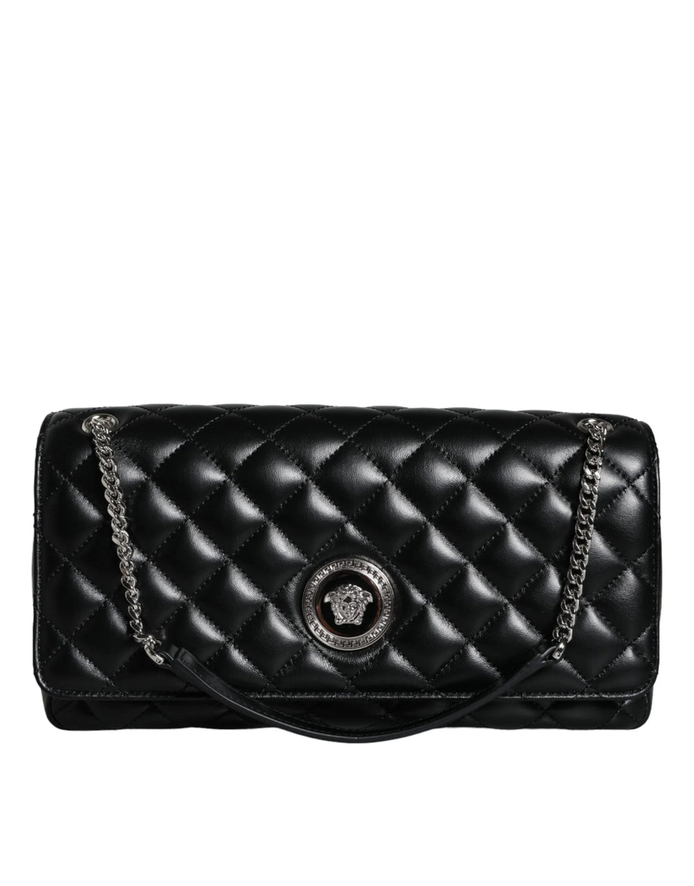 Versace Black Quilted Lambskin Leather Crossbody Shoulder Bag - Cross Body Bags