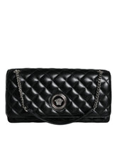Versace Black Quilted Lambskin Leather Crossbody Shoulder Bag - Cross Body Bags