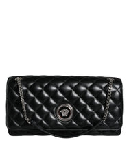 Versace Black Quilted Lambskin Leather Crossbody Shoulder Bag - Cross Body Bags