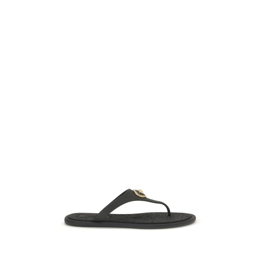 Versace Czarne sandały flip-flop z gumy