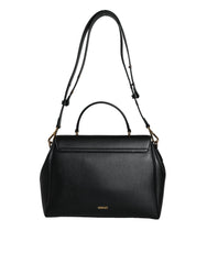 Versace Black Top Handle Grainy Calfskin Leather Crossbody Bag - Cross Body Bags