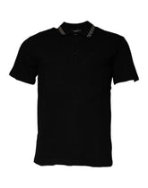 Versace Black Viscose Collared Polo Short Sleeves T-shirt - Polos