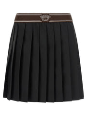 Versace Black Wool Long Skirt