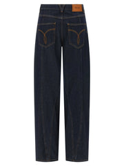 Versace Blue Cotton High-Waisted Jean