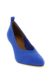Versace Blaue Baumwollpumps mit Mittelabsatz