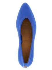 Versace Blaue Baumwollpumps mit Mittelabsatz
