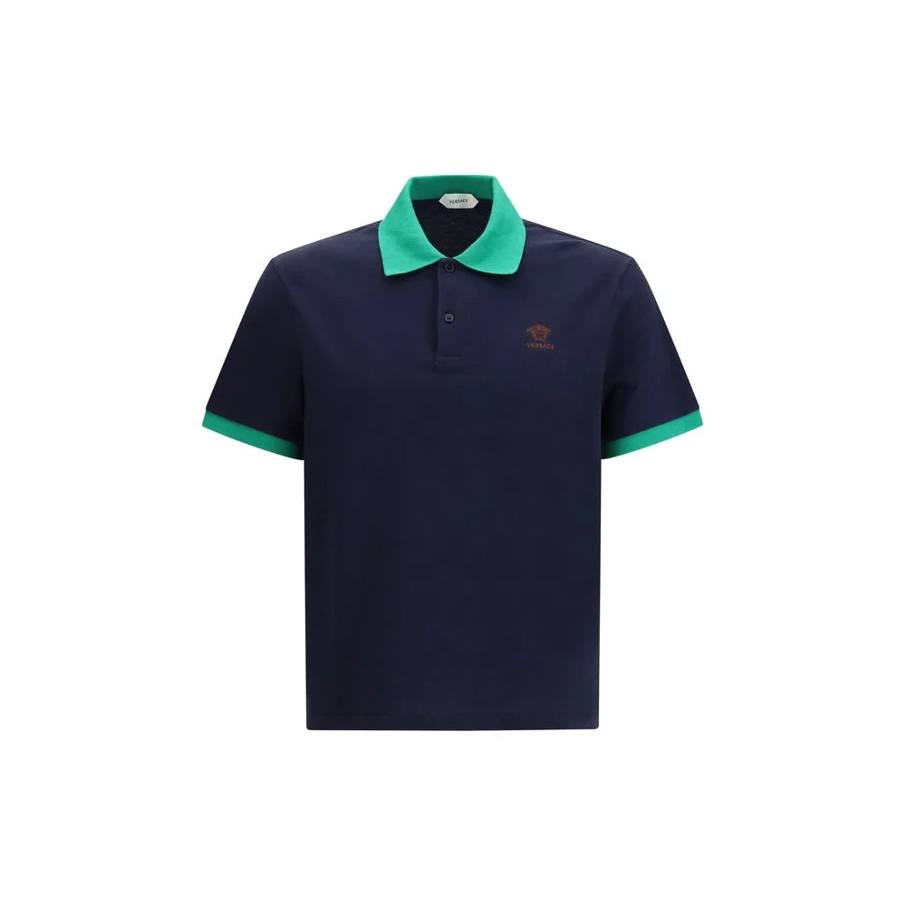 Versace Blaues Baumwollpolohemd