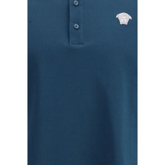 Versace Blue Cotton Polo Shirt